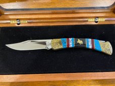 Brian Yellowhorse Customized Buck 110 Ltd Ed Navajo Inlaid "Texas Lone Star" LockBack Knife SN#31/50