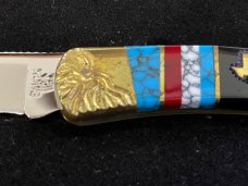 Brian Yellowhorse Customized Buck 110 Ltd Ed Navajo Inlaid "Texas Lone Star" LockBack Knife SN#31/50