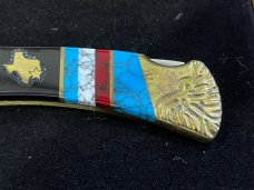 Brian Yellowhorse Customized Buck 110 Ltd Ed Navajo Inlaid "Texas Lone Star" LockBack Knife SN#31/50