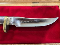 David Yellowhorse Custom Schrade Super-Sharp 160 OT Navajo Inlaid Knife in Deluxe Wood Display Case