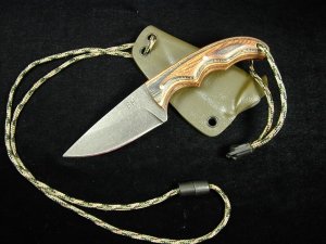 Brian Hendrickson Custom 2023 Neck Knife Black Stonewash 8670 Carbon Steel With Kydex Sheath USA