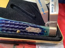 Case xx 1997 Trapper Knife w/ Great Blue Bone Handles +1946 Walking Liberty Half Dollar -NOS & Minty