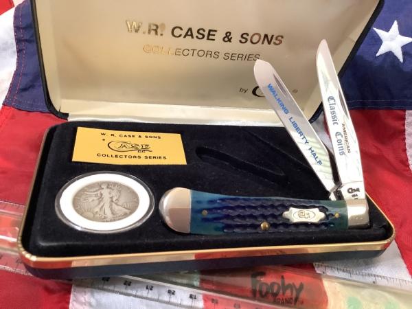 Case xx 1997 Trapper Knife w/ Great Blue Bone Handles +1946 Walking Liberty Half Dollar -NOS & Minty Case xx 1997 Trapper Knife w/ Great Blue Bone Handles +1946 Walking Liberty Half Dollar -NOS & Minty