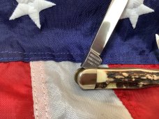 NKCA 1996 Carl Schlieper / German Eye Brand Whittler Pocket Knife +Gnarly Stag Handles -NOS 