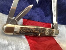 NKCA 1996 Carl Schlieper / German Eye Brand Whittler Pocket Knife +Gnarly Stag Handles -NOS 