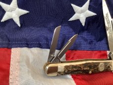 NKCA 1996 Carl Schlieper / German Eye Brand Whittler Pocket Knife +Gnarly Stag Handles -NOS 