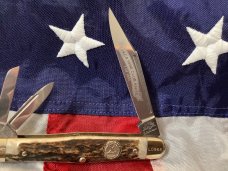 NKCA 1996 Carl Schlieper / German Eye Brand Whittler Pocket Knife +Gnarly Stag Handles -NOS 