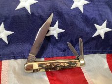 NKCA 1996 Carl Schlieper / German Eye Brand Whittler Pocket Knife +Gnarly Stag Handles -NOS 