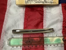 Vintage Japan Frost Custom Design Single Blade Lockback Knife w/ Flashy Mother of Pearl Handles -NOS