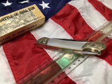 Vintage Japan Frost Custom Design Single Blade Lockback Knife w/ Flashy Mother of Pearl Handles -NOS
