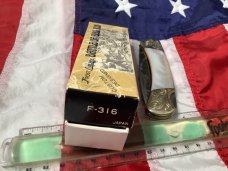 Vintage Japan Frost Custom Design Single Blade Lockback Knife w/ Flashy Mother of Pearl Handles -NOS