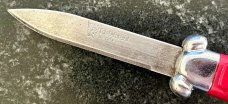 Vintage Red Bell Secret Agent Out The Front (OTF) Switchblade Knife, Used 