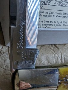 RARE - 1991 Case Classic Prototype 1 of 1 - 61050SAB Green Bone.  Bare end with oval shield.  w/COA
