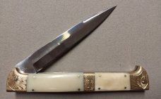 13" Double Eagle Picklock Switchblade. Giraffe Bone handles.
