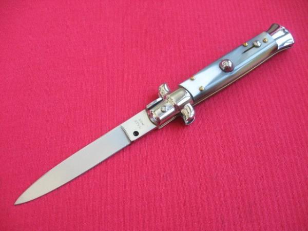 Vintage 8" Horn Flat Ground BLADE ITALIAN STILETTO Switchblade Knife