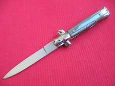 Vintage 8" Horn Flat Ground BLADE ITALIAN STILETTO Switchblade Knife