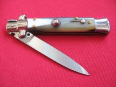 Vintage 8" Horn Flat Ground BLADE ITALIAN STILETTO Switchblade Knife