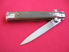 Vintage 8" Horn Flat Ground BLADE ITALIAN STILETTO Switchblade Knife