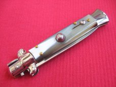 Vintage 8" Horn Flat Ground BLADE ITALIAN STILETTO Switchblade Knife
