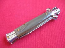 Vintage 8" Horn Flat Ground BLADE ITALIAN STILETTO Switchblade Knife