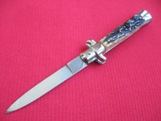 Vintage 8" Stag Flat Ground BLADE ITALIAN STILETTO Switchblade Knife