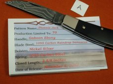 Tuna Valley Cutlery Gabon Ebony Damascus Phoenix Jack Knife Super Rare 1 of 70 COA USA Made A   