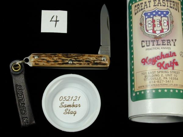 Great Eastern Cutlery Sambar Stag Keychain Knife 052121 NIT Stainless Spear Point Made In USA