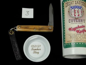 Great Eastern Cutlery Sambar Stag Keychain Knife 052121 NIT Stainless Spear Point Made In USA