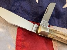 1984 Bulldog Brand “Cowboys’s Pet” Stockman Knife w/ Sweet Stag Handles -NOS