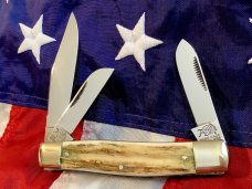 1984 Bulldog Brand “Cowboys’s Pet” Stockman Knife w/ Sweet Stag Handles -NOS