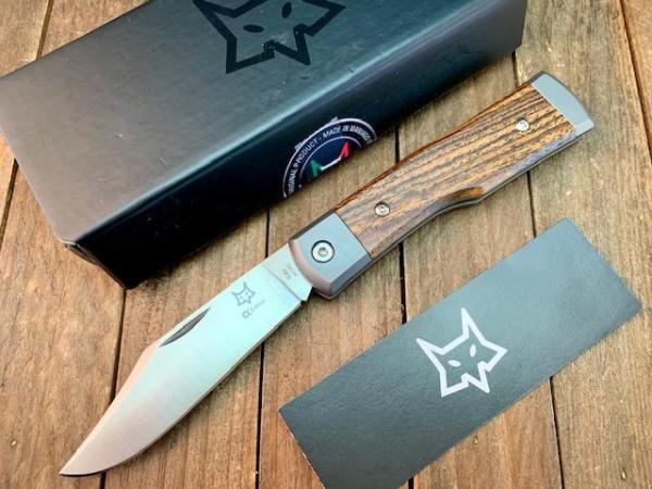 Fox Knives Maniago Italy Recoil Gunstock Bocote Wood M390 Steel 