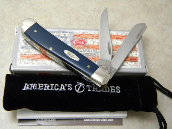 Case XX USA 2021 Navy Blue Composition 4207 SS Mini Trapper Knife NIB