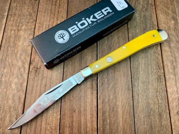Boker Slimline Farmers Trapper Smooth Yellow Bone Solingen Germany