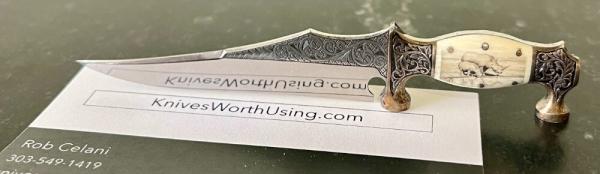 Beautiful James (Jim) Whitehead Custom Fixed Blade Knife Called The Rhino, Unused