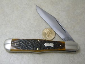Queen City 2012 Bone Coke Bottle Folding Hunter Knife