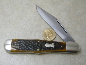 Queen City 2012 Bone Coke Bottle Folding Hunter Knife 