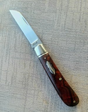 Bobby Toole Ironwood Lambsfoot..Cpm154....Fluted bolsters...3 7/8" closed....his pouch and coa.