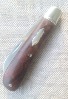 Bobby Toole Ironwood Lambsfoot..Cpm154....Fluted bolsters...3 7/8" closed....his pouch and coa.