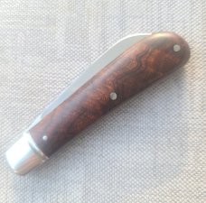 Bobby Toole Ironwood Lambsfoot..Cpm154....Fluted bolsters...3 7/8" closed....his pouch and coa.