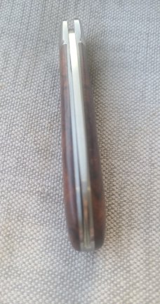 Bobby Toole Ironwood Lambsfoot..Cpm154....Fluted bolsters...3 7/8" closed....his pouch and coa.