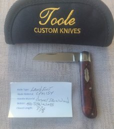 Bobby Toole Ironwood Lambsfoot..Cpm154....Fluted bolsters...3 7/8" closed....his pouch and coa.