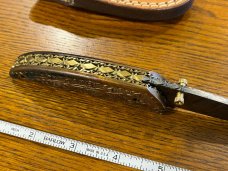Brett Martin Custom Made Damascus Drop Point Folding Knife w/Copper Scales