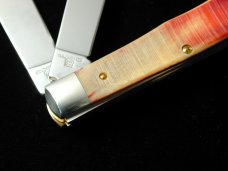 2 Battle Axe Brand Trapper Knives from Cooper Cutlery 2021 1st Year White & 2022 Red Sawcut Bone USA