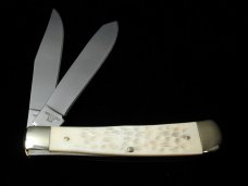 Battle Axe Brand 2021 White Jigged Bone Trapper 1st Year Knife from Cooper Cutlery 1 of 100 USA