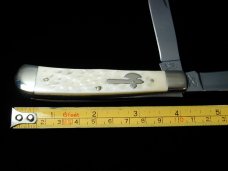 Battle Axe Brand 2021 White Jigged Bone Trapper 1st Year Knife from Cooper Cutlery 1 of 100 USA