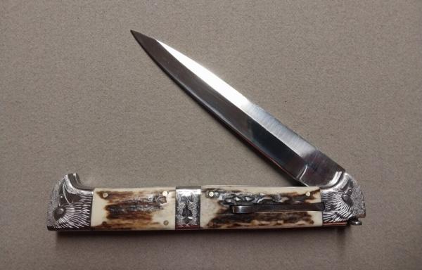 13" Double Eagle Picklock Switchblade with Stag handles.