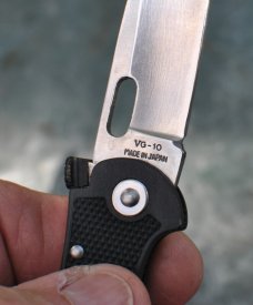 AG Russell K93 Neck Knife Black Zytel Handle VG 10 Blade With Sheath Never Used Or Honed 1.5 Oz.