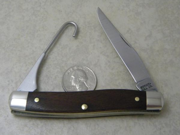 Schrade+ USA Wood Bird Gut Hook Muskrat Knife 