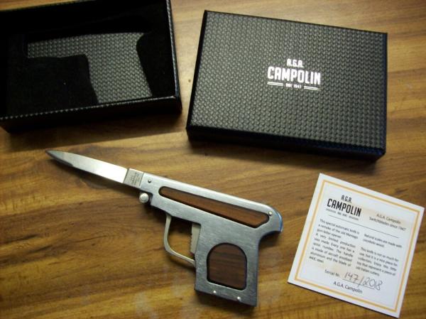 A.G.A. Campolin Rare Italian Gun Knife Cocobolo Serial # 147 UNUSED W/Box A.G.A. Campolin Rare Italian Gun Knife Cocobolo Serial # 147 UNUSED W/Box