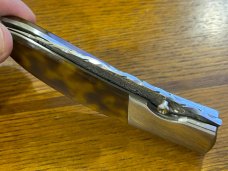 Don Seal Custom Single Damascus Blade Linerlock Folding Knife